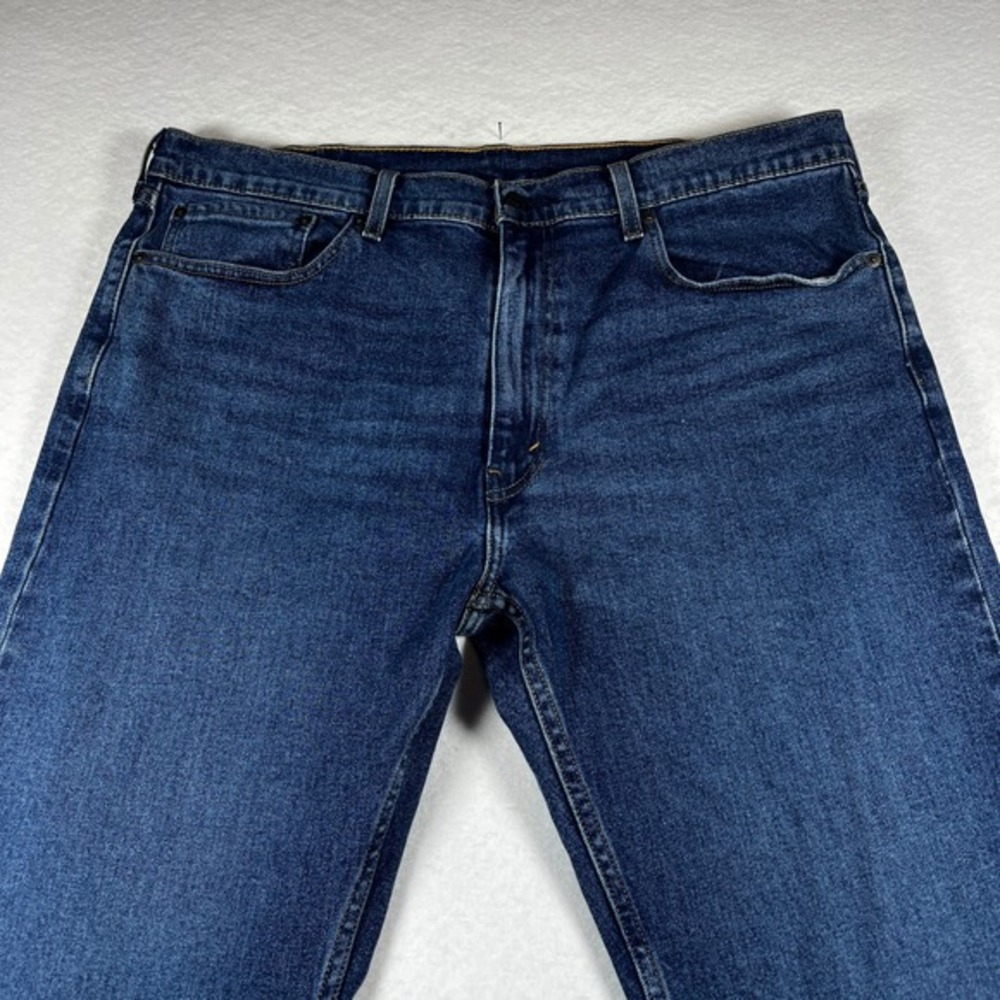 Levis 505 Regular Fit Dark Wash Straight Leg Jeans Mens 38x30 Blue Denim - Picture 3 of 11